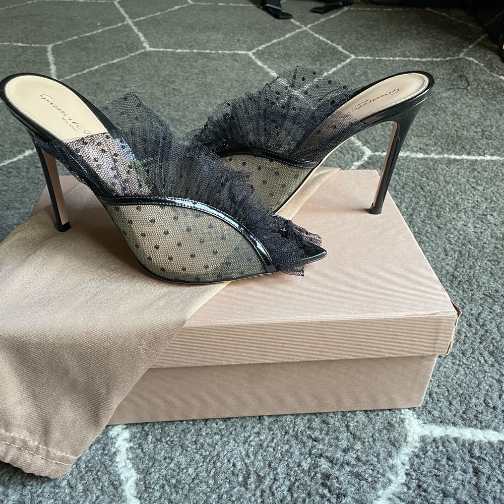 ❌❌❌❌Rossi Lace Dot Peep Toe Mules